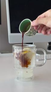 Cốc Thủy Tinh Borosilicate Hai Lớp 450ML Có Tay Cầm Trong Suốt Chịu Nhiệt Dùng Cho Trà Cappuccino Nước Ép Đồ Uống Nóng