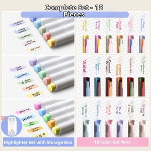 ENMI | Fluorescent Marker Pen Dual Head Multiple Colors Note Highlighter