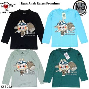 KFS 292 Baju Kaos Lengan Panjang Boneka K-pop Labubu The Monster Laki Laki Perempuan Bahan Katun