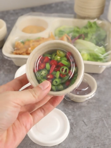 [High-Grade] 2oz Disposable Sauce Cup (Saucer) Sugarcane/Wheat Straw Pulp