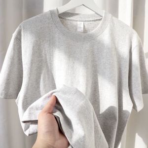 New Arrival Two Needles Heavy Weight American T-shirt! Summer Loose Plus Size Pure Color 300G Thick and Opaque Pure Cotton Short Sleeve