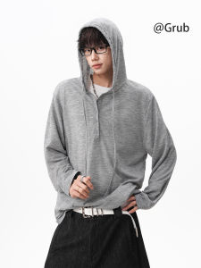 Grace Rub | Retro Casual Hooded Henley Long Sleeve T Shirt