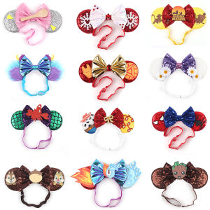 Cute Adjustable Mouse Ears Headband Disney Women 5"Velvet Bow Hairband Girls Festival Party Cartoon DIY Hair Accessories Gift