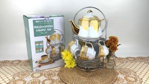 VICENZA Tea set ceramic motif Lily C-78 / cangkit set + teko / gelas cangkir teh kopi + tatakan