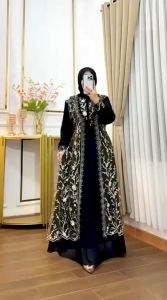 ZIFA FASHION // COD // ZENITA DRESS BRUKAT HITAM PUTIH TERBARU // GAMIS BRUKAT TILE REALPIC SIAP KIRIM LD 110CM PB 140CM // GAMIS PESTA KONDANGAN SIMPEL ELEGAN // DRESS HITAM PUTIH MODIS // *AY
