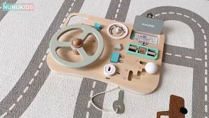 Busy Board Montessori Bayi Mainan Kayu Edukasi Anak Setir Stir Dashboard Mobil Klakson Steering Wheel Baby Training Board 1 2 3 Tahun