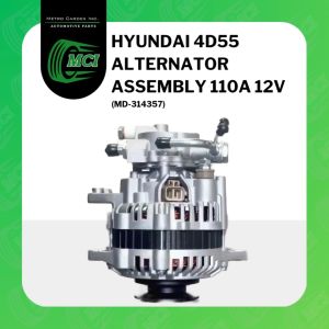 ALTERNATOR ASSEMBLY ASSY Hyundai 4D55 110A Amp 12V Volts Single Pulley w/ with Vacuum MD-314357