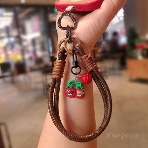 Fashionable Leather Phone Strap Cute Pendant Outdoor Climbing Chain Key Cover Short Style for Men And Women Mobile Accessory