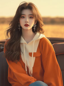 Outlets Liquidation Brand ลำลอง หลวม Color Block เสื้อฮู้ด เสื้อแจ็คเก็ต Women Commute Style เวอร์ชั่นเกาหลี แขนยาว เสื้อโค้ทผ้าฝ้าย