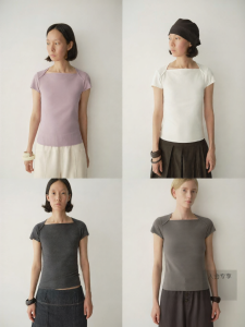 INSIS FEMME | Fluffy Long Staple Cotton Elegant Ballet Neck Fitted T-Shirt