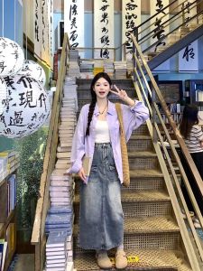 K-style Dopamine Niche Design Sunscreen Shirt Womens Summer Loose Thin Fancy Purple Jacket