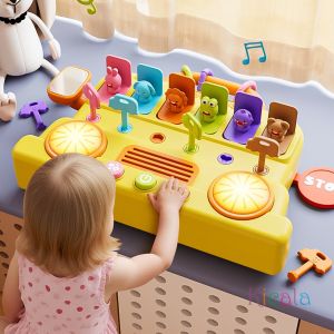 ของเล่นเด็ก บอร์ดกิจกรรมมอนเตสซอรี่ ไฟ ดนตรี เกมไขรหัส ฝึกทักษะการเรียนรู้แบบอินเทอร์แอคทีฟ ของเล่นสัตว์ป๊อปอัพ ของเล่นเด็กเล็ก ของขวัญคริสต์มาส