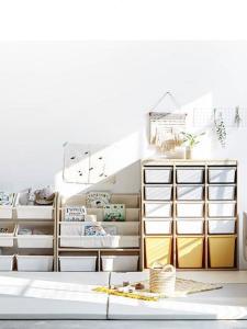 Ins Style Eco-friendly Wooden Kids Wardrobe Toy and Book Storage Cabinet