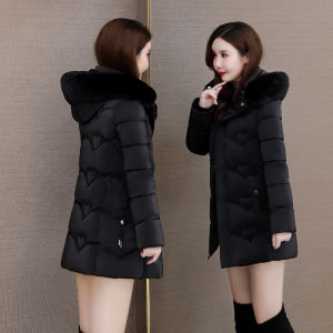 Winter New Style Womens Thickened Long down Cotton Jacket Fashionable Fur Collar Warm Cozy Korean Version Commute Style