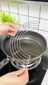 26/32cm Stainless Steel Oil Drip Rack for Frying Pan Food Drainer Strainer Rack Clip Edge Design for Removing Excess Oil Kitchen Tool