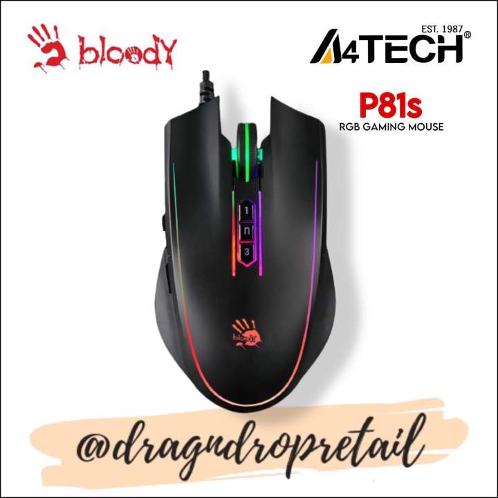 A4TECH BLOODY P81S Light Strike RGB Animation Gaming Mouse High Precise ...