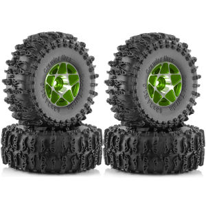 4pcs Aluminium1.0 Beadlock Wheels and Tires Rubber 1.0 Crawler Tires OD 2.48 for 1/18 1/24 RC Crawler TRX4M SCX24 FMS FCX18