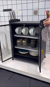 2/3-Tier Dish Rack kitchen Organizer Storage Organizer Dustproof and Oil Rack cabinet for kitchen