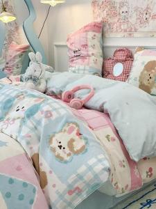 Bộ Đồ Giường Cotton Sweet Childhood 4 Món Cho Ký Túc Xá Sinh Viên Bộ Đồ Giường 3 Món Cho Gia Đình Đồ Dùng Giường Đơn Giản