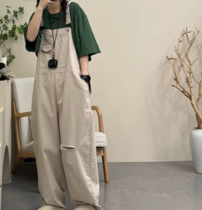 กางเกงยีนส์ทรงเดนิมทรงหลวมขากว้างสไตล์ย้อนยุคสำหรับผู้หญิง กางเกงขายาวทรงตรง กระเป๋าใหญ่ สไตล์ญี่ปุ่น กางเกงยีนส์ฤดูใบไม้ร่วงสำหรับผู้หญิง