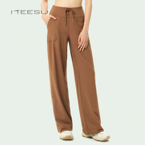 Meesu Womens High-Waist Straight Leg Yoga Pants Loose Fit Casual Fitness Trousers Cloud Pants Nylon Fabric Four Seasons Universal