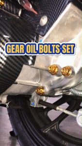 MOKOTO GEAR OIL BOLTS SET GOLD FLOWER TYPE FOR HONDA CLICK 125 CLICK 150 MOTORCYCLE 3PCS SPEEDMOTO