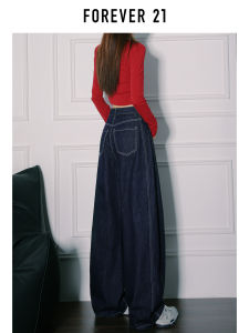 High Waist Wide Leg Blue Jeans Womens High Waist Forever 21 Original Color Fall 2025 Slimming Long Pants Straight Cut