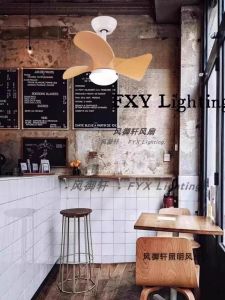 Remote Control Ceiling Fan Light 22 Inch Bedroom Iron Material round Lamp Shade No Light Silent Childrens Fan Light Nordic Style