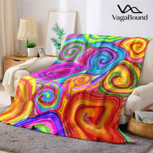 rainbow swirl psychedelic Flannel Blanket Warm Soft Halloween Christmas Decorative Couch Warm Cozy All-Season Gift