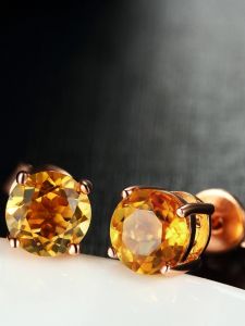 Natural Yellow Crystal & Olive Stone Pure Silver Earrings: Women's Style Accessories