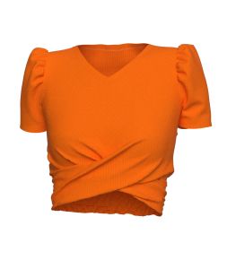 Twist Crop Top Puff Sleeve