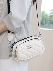 Womens Crossbody Bag Multi-Layer Pockets Wide Strap Casual Single Shoulder Bag Fashionable Korean Style Soft PU Leather