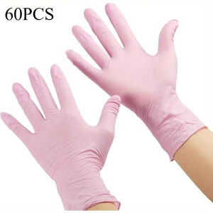 30/60/100PCS Pink Nitrile Gloves Disposable Cleaning Nitrile Gloves Household Kitchen Dishwashing Nail Art Hairdressing Tools