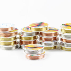 ลวดทองแดง0.2/0.3/0.4/0.5/0.6/0.8/1.0มม. ชุบเงินสีทองประดับด้วยลูกปัดสีแดงโลหะสร้อยข้อมือเครื่องประดับเครื่องมือทำ DIY