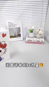 Sanrio | 4Pcs Sanrio Hello Kitty My Melody Cinnamoroll Kuromi Cartoon Ceramics Gift Box Tableware Set Kawaii Kitchen One Person Food Set