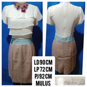 DRESS LENGAN PENDEK KREM(REINA) 204