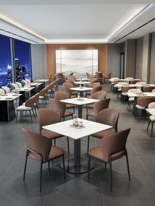 Square Rockboard Dining Table for Card Playing Commercial Use in Western Restaurant Office Combination with Chairs Residential Furniture