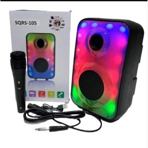 Speaker Bluetooth Karaoke Yang Dilengkapi Dengan Speaker Mic Karaoke SQRS HL-105 Full Bass Portable Wireless Dan Dilengkapi Dengan Variasi Lampu Warna Warni