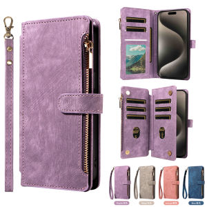 Leather Phone Case for IPhone 17ProMax 17Pro 17E 17  AIR Multifunctional Protective with Zipper Magnetic Stand and Wallet Case