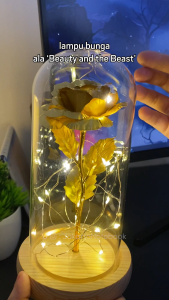 TaffHOME Lampu Meja Hias LED Mawar Beauty and The Beast Warm White - AC01 - Golden