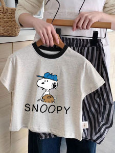 Cute Cartoon Print Cotton Short Sleeve T-shirt for Kids