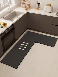 Water & Oil Absorbent Easy Clean Anti-slip L-shaped Kitchen Mat