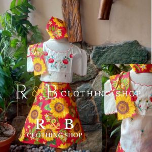 BUWAN NG WIKA Kids Barot Saya// Checkered-Floral 4-in-1 Kimona & Patadyong //