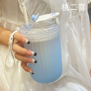 Cốc Nhựa Tritan Food Grade Có Ống Hút Màu Khối Lượng 450ml-630ml Cốc Đi Theo Học Sinh Thiết Kế Đơn Giản Dễ Thương Cốc Đi Theo Thường Ngày