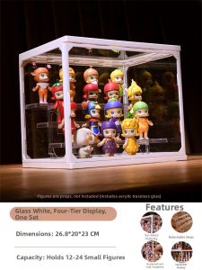 BOZHI | Toy Display Cases Transparent Glass Display Case for Action Figures and Blind Boxes