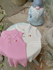 Organic Hemp Cotton Knitted Polo Vest Summer Style Sleeveless T-Shirt Shorts Cute for Girls Clearing Sale Multiple Discounts