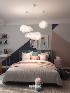 SOLO Nordic Simulation Cloud Pendant Light Chandelier for Living Room Silk Cotton Decor Ceiling Tricolor Hanging Lamp