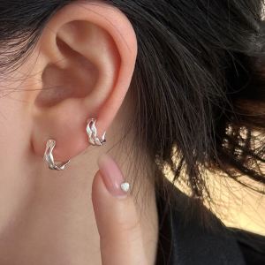 S925 Pure Silver Hoops Earrings Womens Minimalist Design High-End Sensation Ear Cuff New 2024 Fashion Jewelry Ear Decor