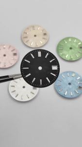 Goutent 28.5mm Textured Sterile Watch Dial Date Window Fit NH34 NH35 Automatic Movement Watch Mod Replacement Repair Accessories