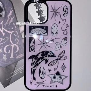 เคสโทรศัพท์ Acrylic Full Cover ปกป้องเต็มจอแบบป้องกันการตกหล่นของสาวฮอตสไตล์เกาหลีญี่ปุ่น ลายสัตว์น้ำ สำหรับ iPhone 15/14/13/12/11/SE2/SE3/X/XS/XR/13 pro Max